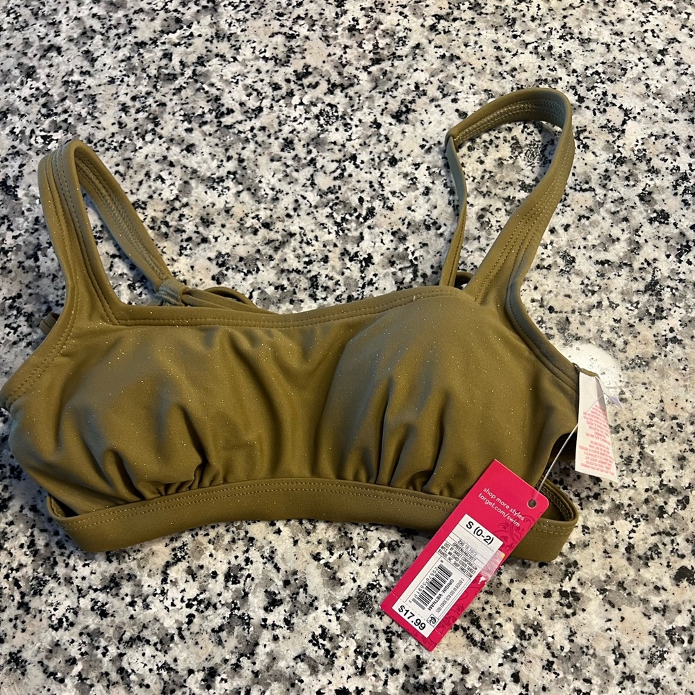 * Brand New * Small (0-2)Green xhilaration bikini top